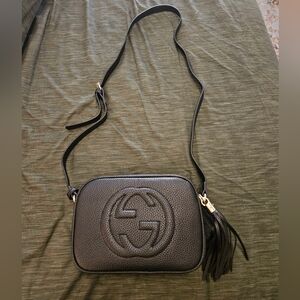 Black Pebbled Leather Crossbody Bag